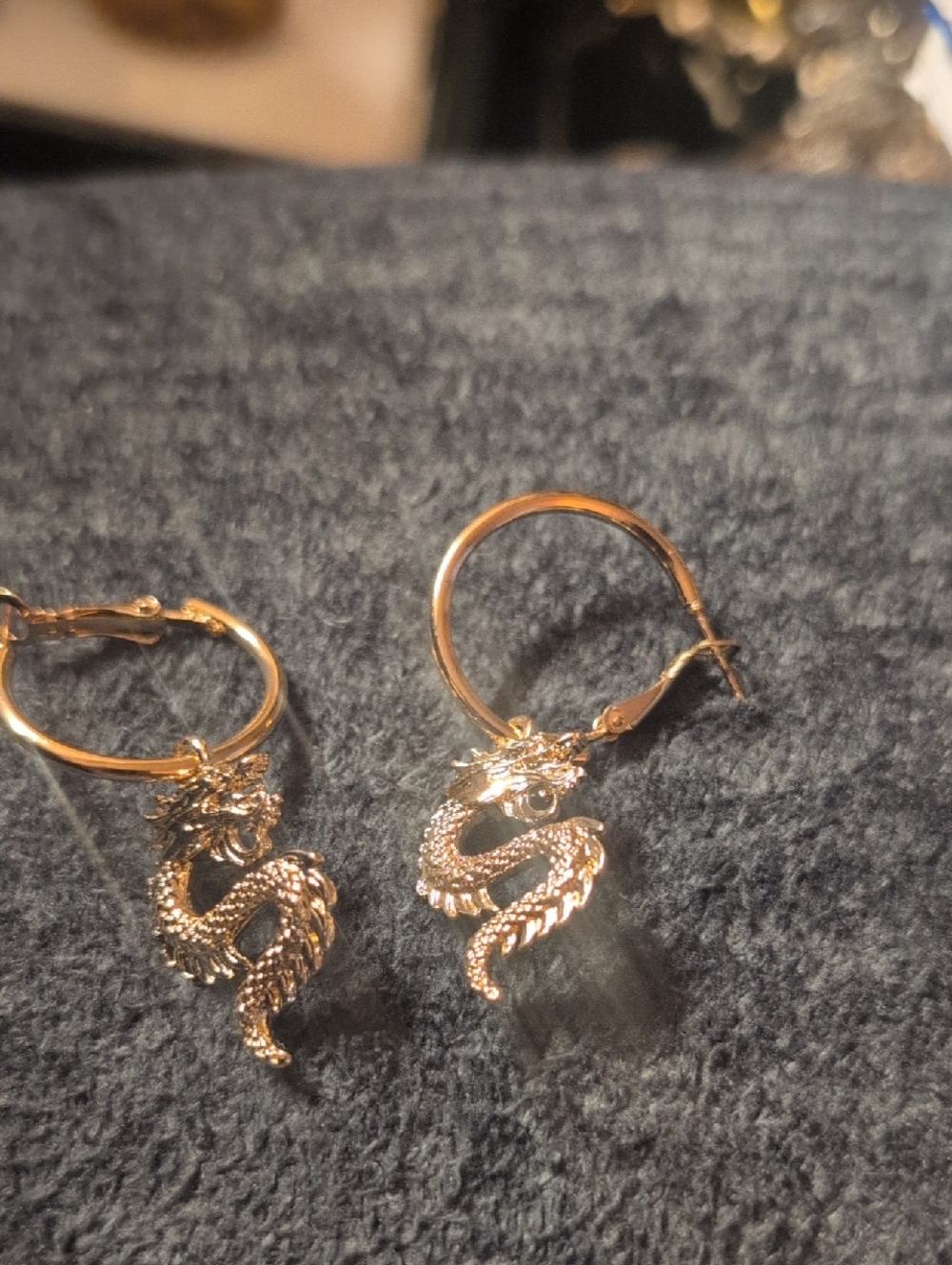 Gold Dragon Hoop Earrings - Women's Jewelry